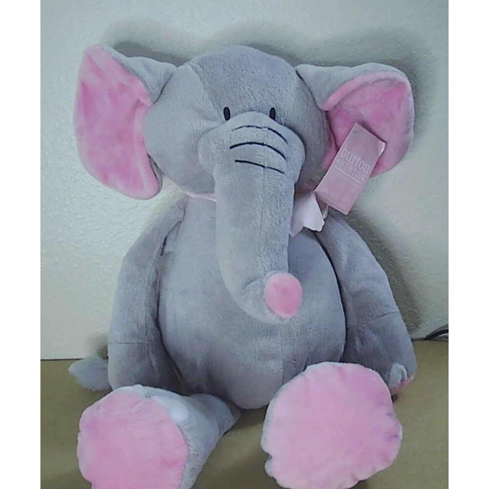 burton burton plush elephant 22” gray pink NWT
